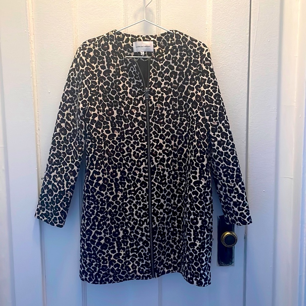 cupcakes and cashmere leopard print peacoat - size small - very gently used